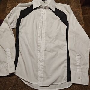 Chic Women's White and Black Button Down Shirt